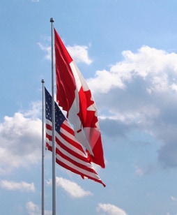 Canadian and US flag